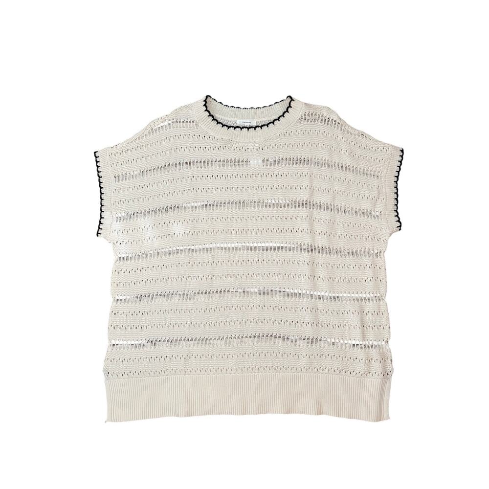 NWT Maurices Cream Pointelle Open Knit Sweater Short Sleeve 3X Coquette Boho